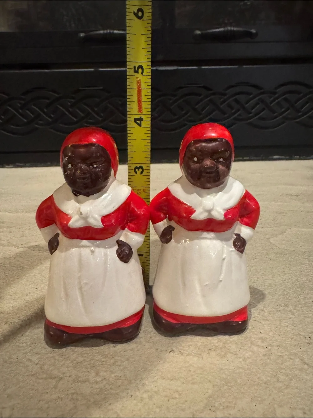 Vintage Black Americana Mammy Salt & Pepper Shakers Ceramic 4“